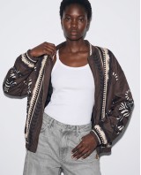 Bomber Jacket με Tiger Print & Φερμουάρ - brown
