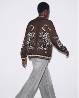 Bomber Jacket με Tiger Print & Φερμουάρ - brown