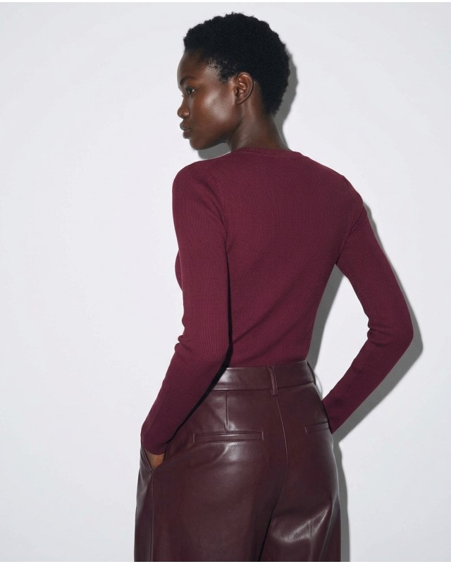 Ριπ Μακρυμάνικη Μπλούζα Henley με Κουμπιά burgundy