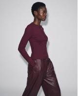 Ριπ Μακρυμάνικη Μπλούζα Henley με Κουμπιά burgundy