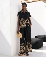 Oasis Gold-Embroidered Co-ord Set Black