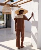 Σετ "Ibiza Crochet" ριγέ καφέ