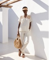 Σετ "Ibiza Crochet" ριγέ λευκό