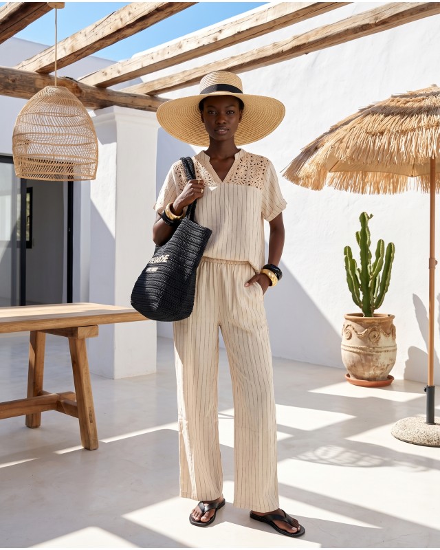 Σετ "Ibiza Crochet" ριγέ sand