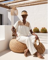 Σετ "Ibiza Crochet" ριγέ λευκό