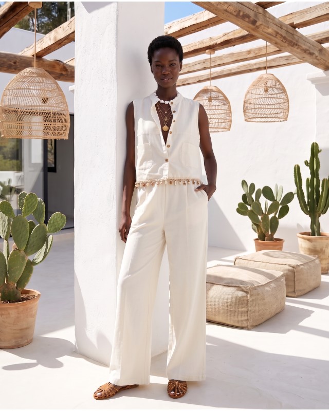 Seashell Detail Co-Ord Set white
