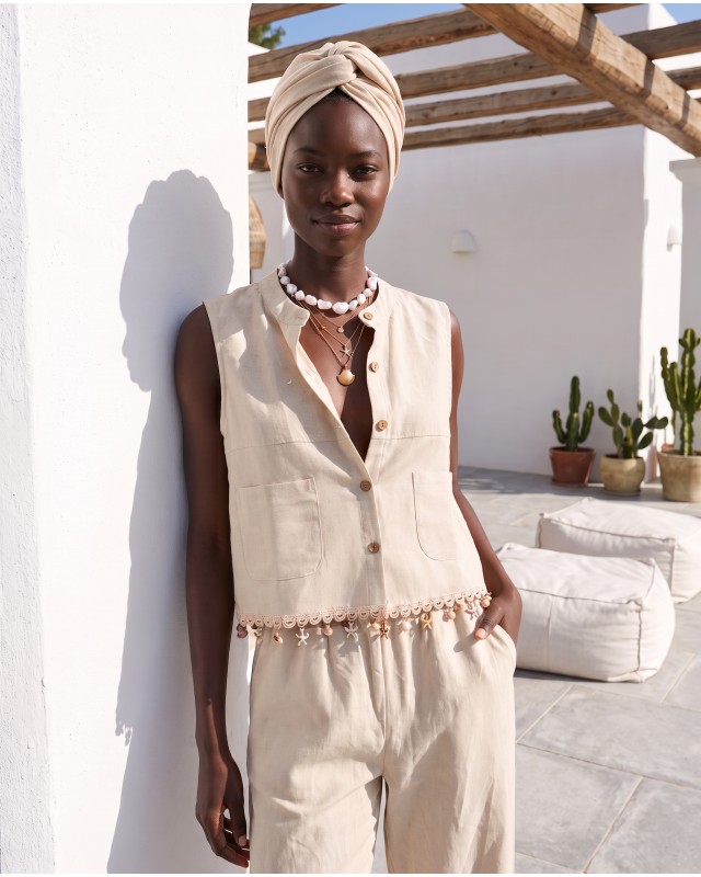 Seashell Detail Co-Ord Set sand