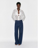 Lace Shirt with Satin Details - white