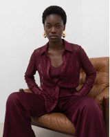 Lace Shirt with Satin Details - Burgundy