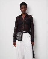 Lace Shirt with Satin Details - black