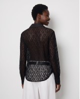 Lace Shirt with Satin Details - black