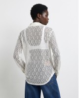 Lace Shirt with Satin Details - white