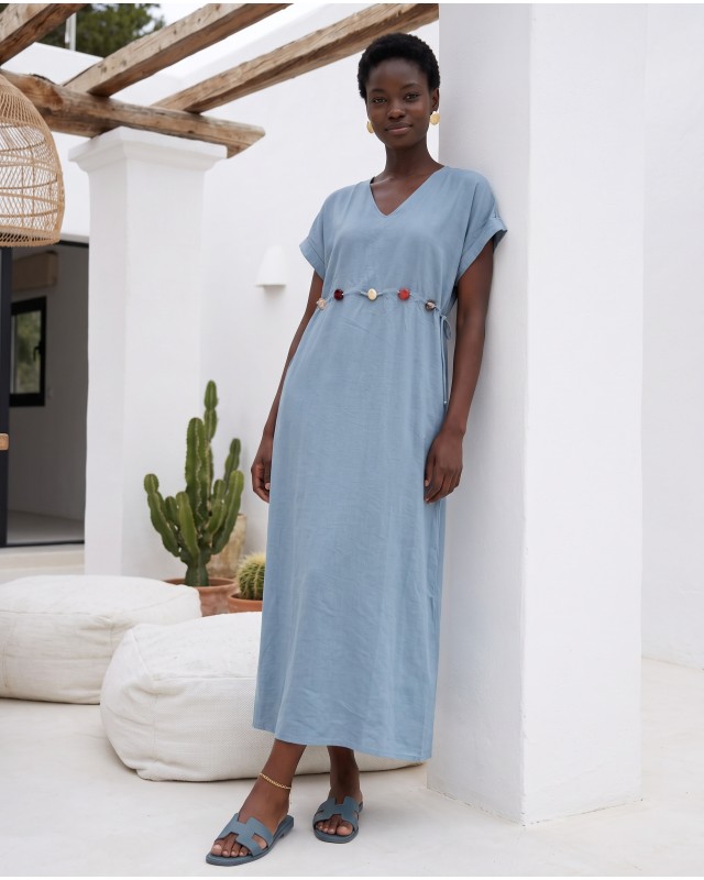 Celeste Embellished Waist Dress light blue