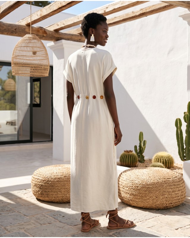 Celeste Embellished Waist Dress white