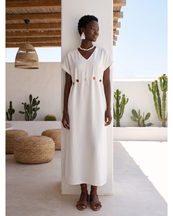 Celeste Embellished Waist Dress white