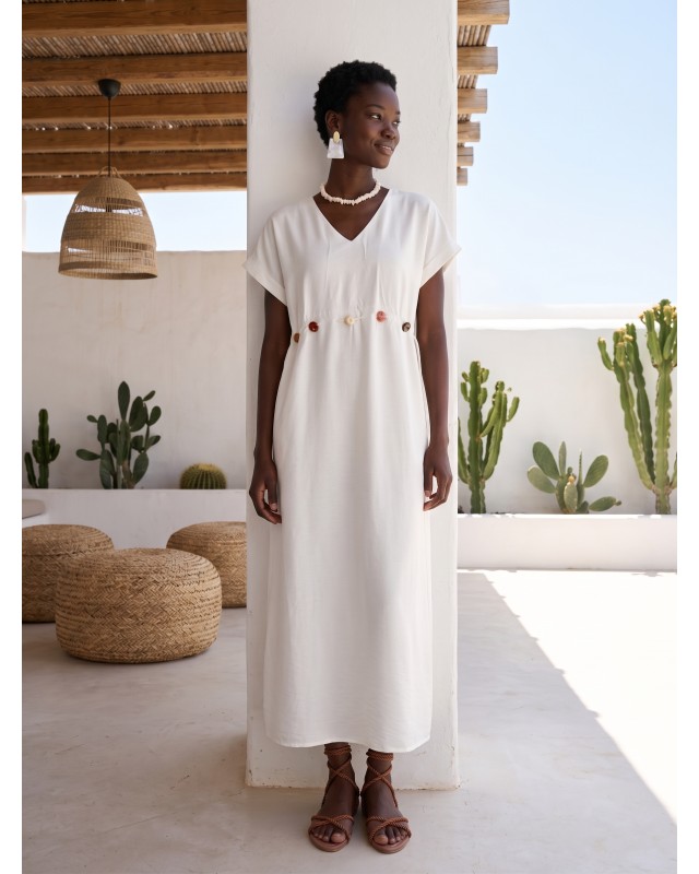 Celeste Embellished Waist Dress white