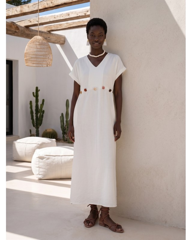 Celeste Embellished Waist Dress white