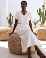 Celeste Embellished Waist Dress white