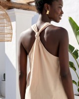 Aurelia Gold-Accent Blouse – Sand Beige