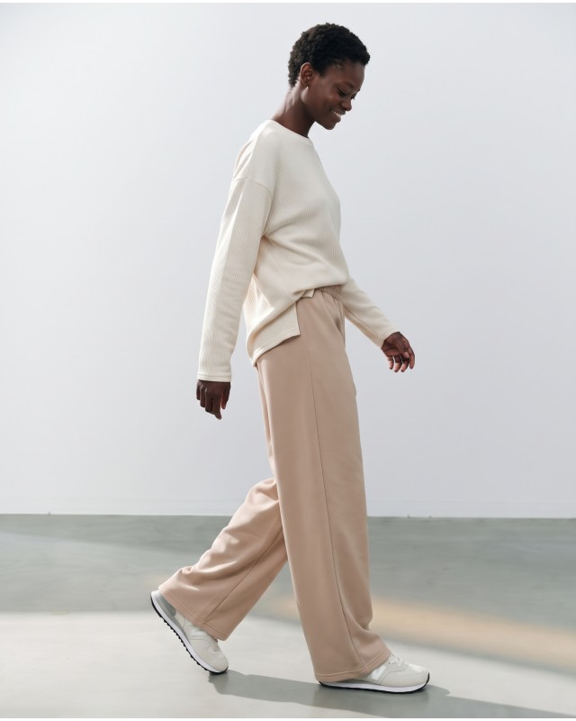 Wide-Leg Sweatpants - beige