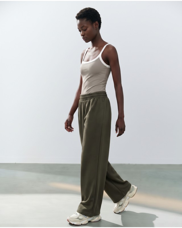 Wide-Leg Sweatpants - Χακί