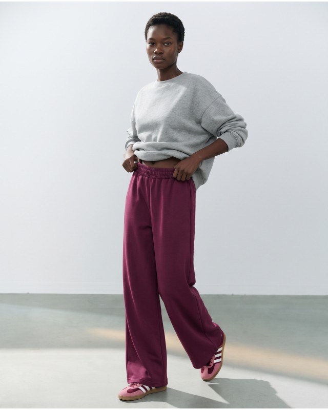 Wide-Leg Sweatpants - Berry