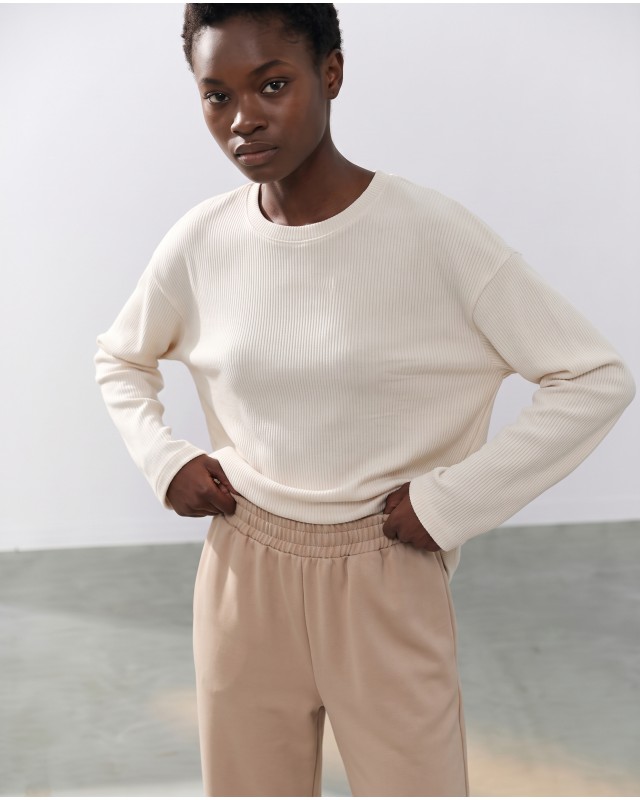 Wide-Leg Sweatpants - beige