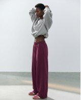 Wide-Leg Sweatpants - Berry