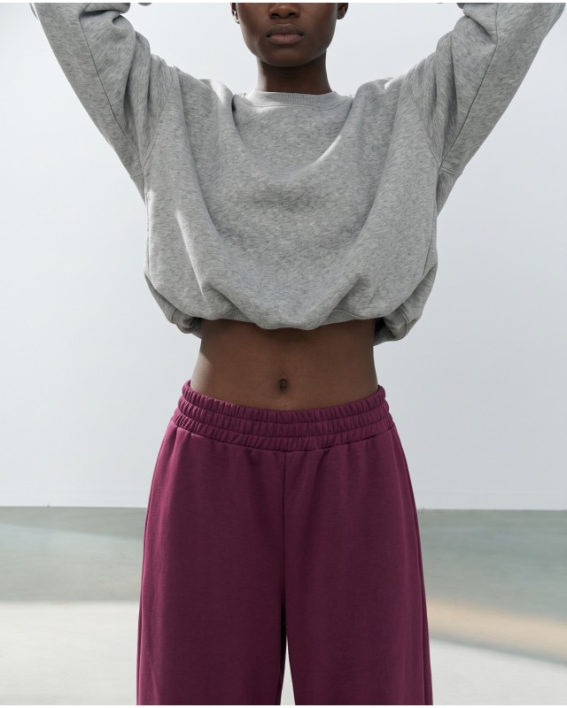 Wide-Leg Sweatpants - Berry