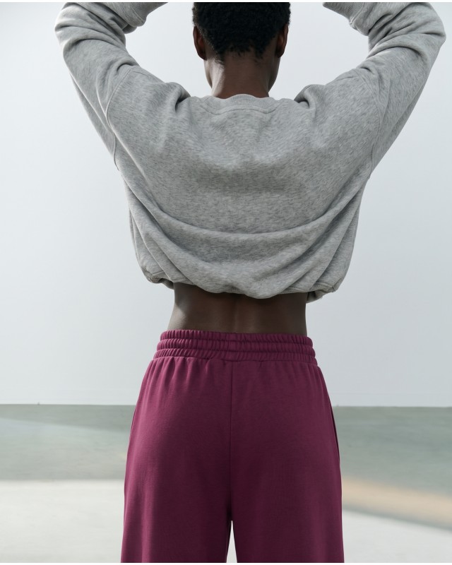 Wide-Leg Sweatpants - Berry