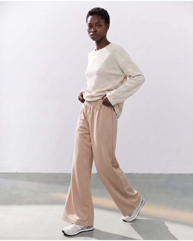 Wide-Leg Sweatpants - beige