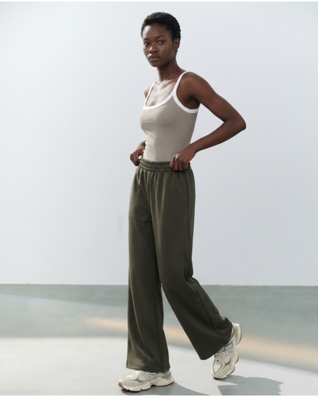 Wide-Leg Sweatpants - Χακί