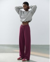Wide-Leg Sweatpants - Berry