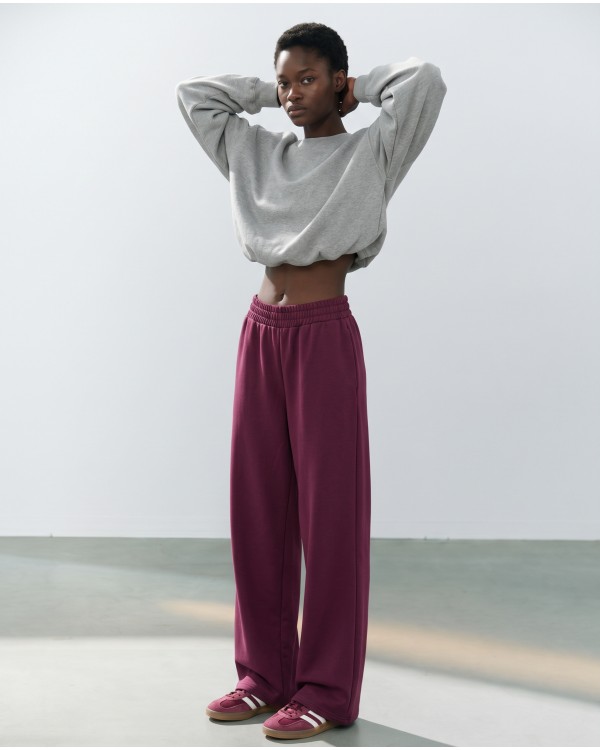 Wide-Leg Sweatpants - Berry