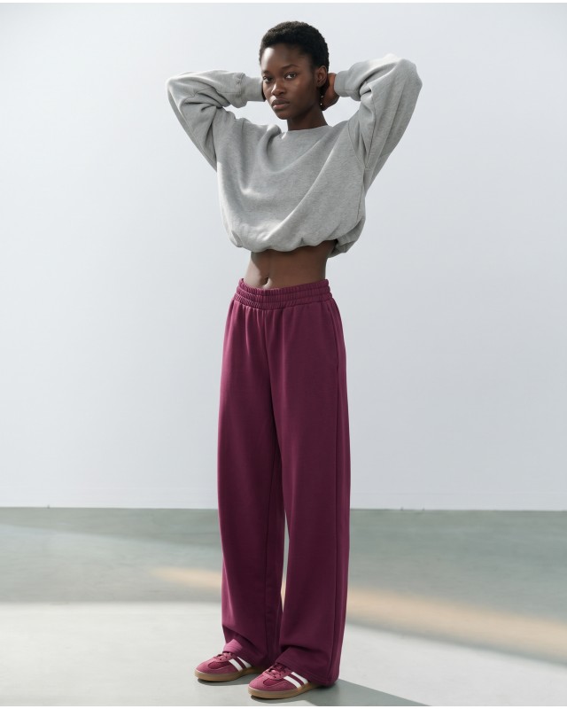 Wide-Leg Sweatpants - Berry