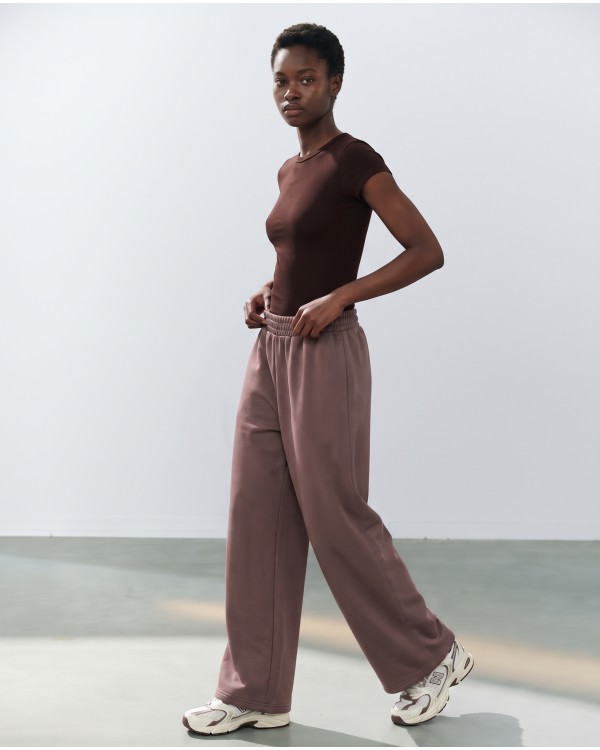 Wide-Leg Sweatpants - Berry