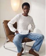 Smocked Long-Sleeve Blouse - white