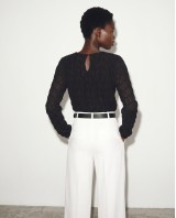 Smocked Long-Sleeve Blouse - black