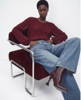 Smocked Long-Sleeve Blouse - burgundy