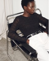 Smocked Long-Sleeve Blouse - black