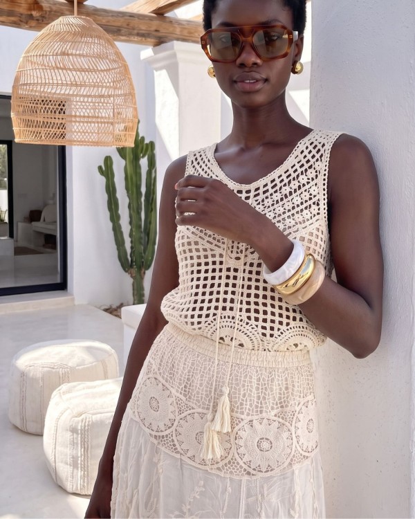 Crochet Crop Top beige