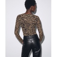Μακρυμάνικο Κορμάκι με Zebra Print & Διακριτική Λάμψη