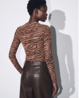 Κορμάκι Ημιδιάφανο με Velvet Animal Print καφέ