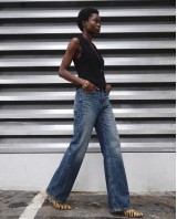 High-Waist Wide-Leg Jeans - Sand-Washed
