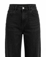 High-Waist Wide-Leg Jeans - Washed Black
