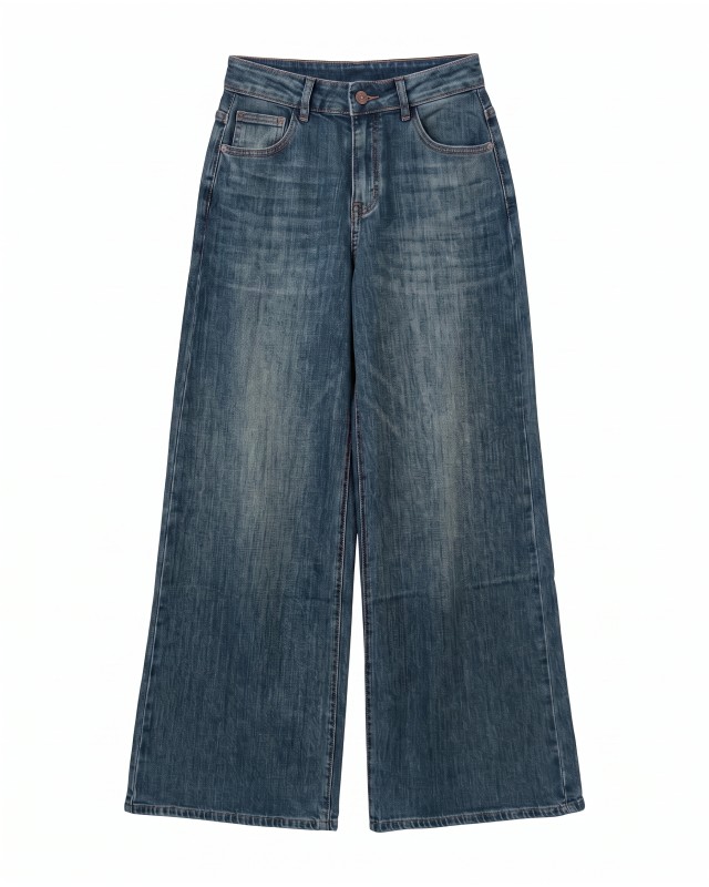 High-Waist Wide-Leg Jeans - Sand-Washed