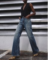 High-Waist Wide-Leg Jeans - Sand-Washed