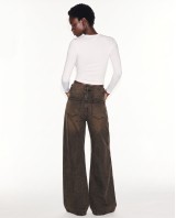 High-Waist Wide-Leg Jeans - Washed Brown 
