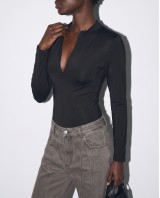 Slim-Fit Κορμάκι με Φερμουάρ και Ραφές Κορσέ - black