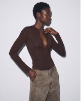 Slim-Fit Κορμάκι με Φερμουάρ και Ραφές Κορσέ - mocha